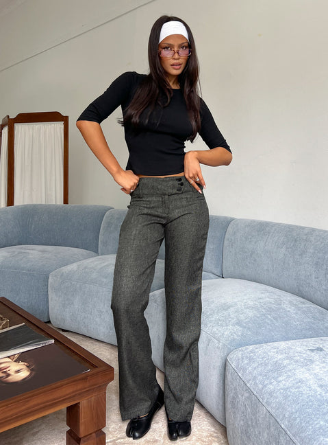 Karola Asymmetrical Buckle Pants Grey