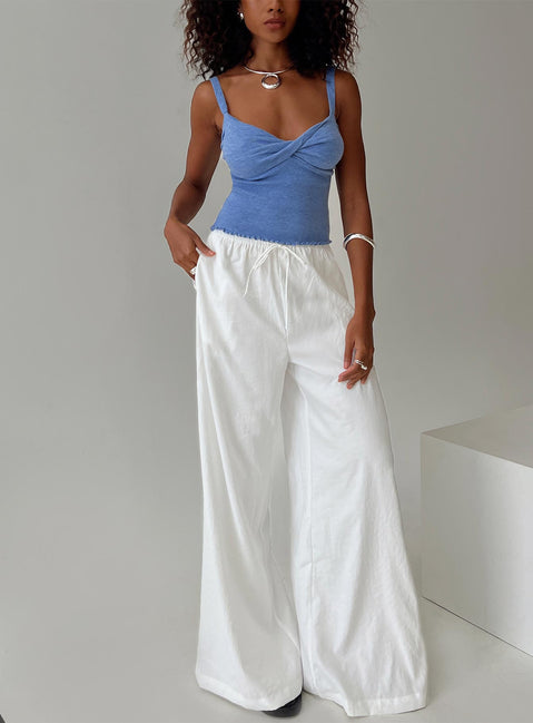 front view of model wearing Princess Polly Barbieri Pants White High Rise Pants Pants 