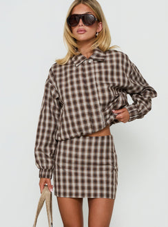 Solenza Mini Skirt Brown Check