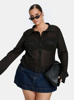 When You Sleep Long Sleeve Top Black Curve