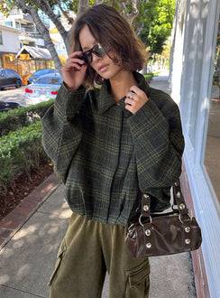 Dennie Bomber Jacket Charcoal / Green Plaid
