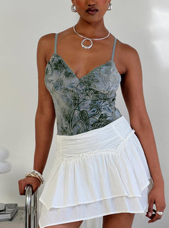 front view of model wearing Princess Polly Love Again Bodysuit Blue Sleeveless Bodysuit 