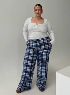 In The Morning Sleep Pant Blue Check Curve