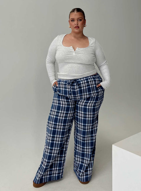 In The Morning Sleep Pant Blue Check Curve