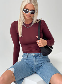 product Princess Polly Full Sleeves Square Neck  Arnim Long Sleeve Top Wine