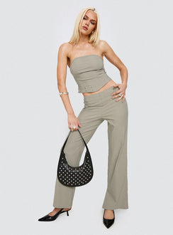 front view of model wearing Princess Polly Passionette Pants Olive Pants 