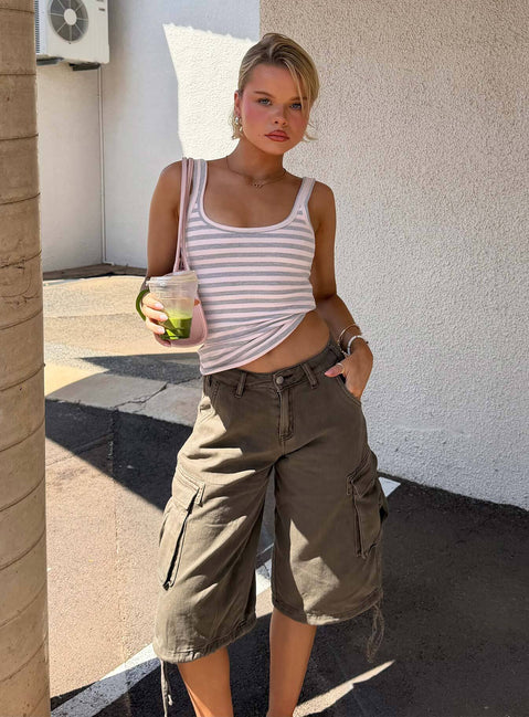 Hudsen Longline Cargo Shorts Khaki Tall