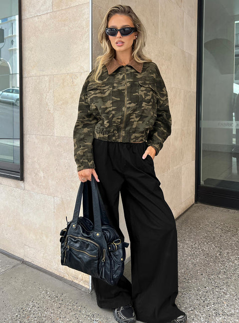 Discover Lunea Concealed Waistband Pants Black womens-regular-pants featuring high-rise front view of model wearing Princess Polly