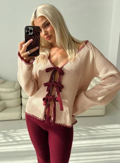 back view of model wearing Princess Polly Kiss Goodbye Knit Cardigan Multi regular Jumpers 