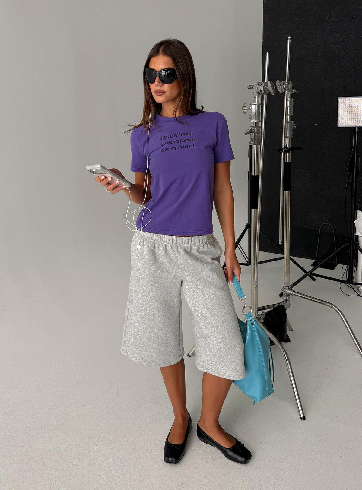 Tynen Baggy Longline Sweatshorts Grey Marle