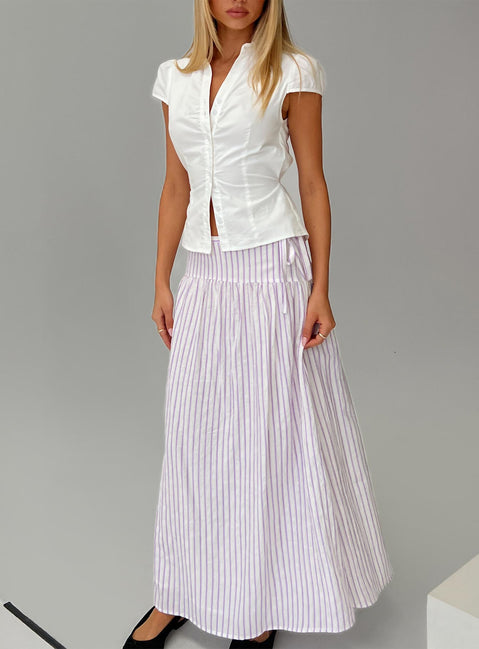   front view of model wearing Princess Polly Antheia Maxi Skirt White Multi Maxi Skirts Skirts 