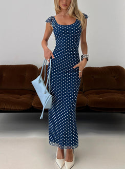 Sandberg Maxi Dress Blue Polka Dot