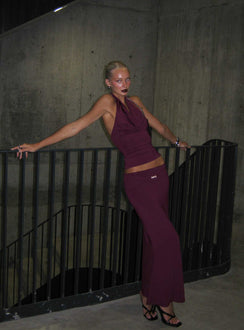   front view of model wearing Princess Polly Vanecia Maxi Skirt Purple Maxi Skirts Skirts 