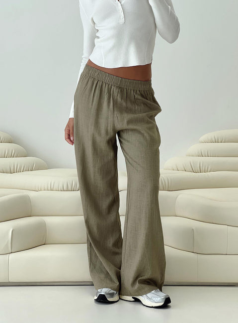 product Princess Polly Low Rise Pants  Louis Linen Blend Pants Olive