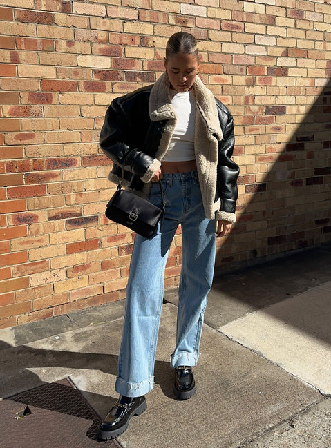 product Princess Polly High Waisted  Ollie Straight Leg Jean Mid Wash Denim