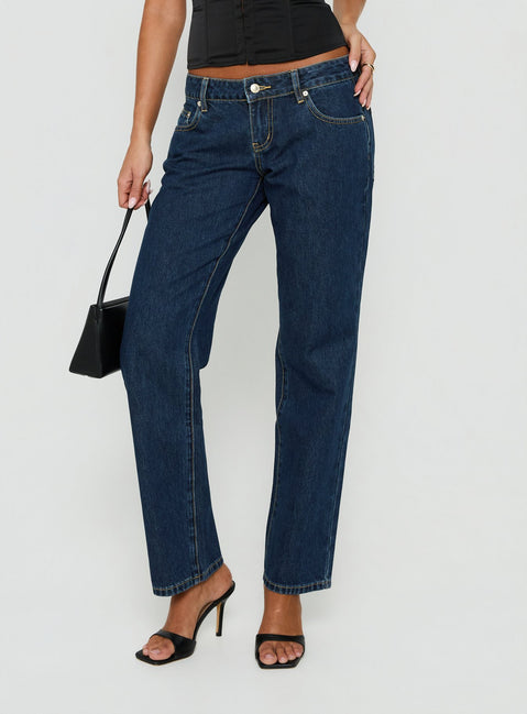 Abagael Low Rise Straight Jeans Indigo