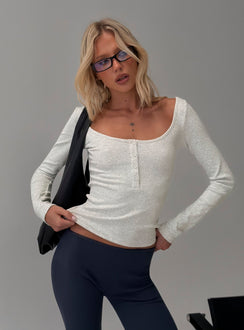 Keslie Long Sleeve Henley Top Grey