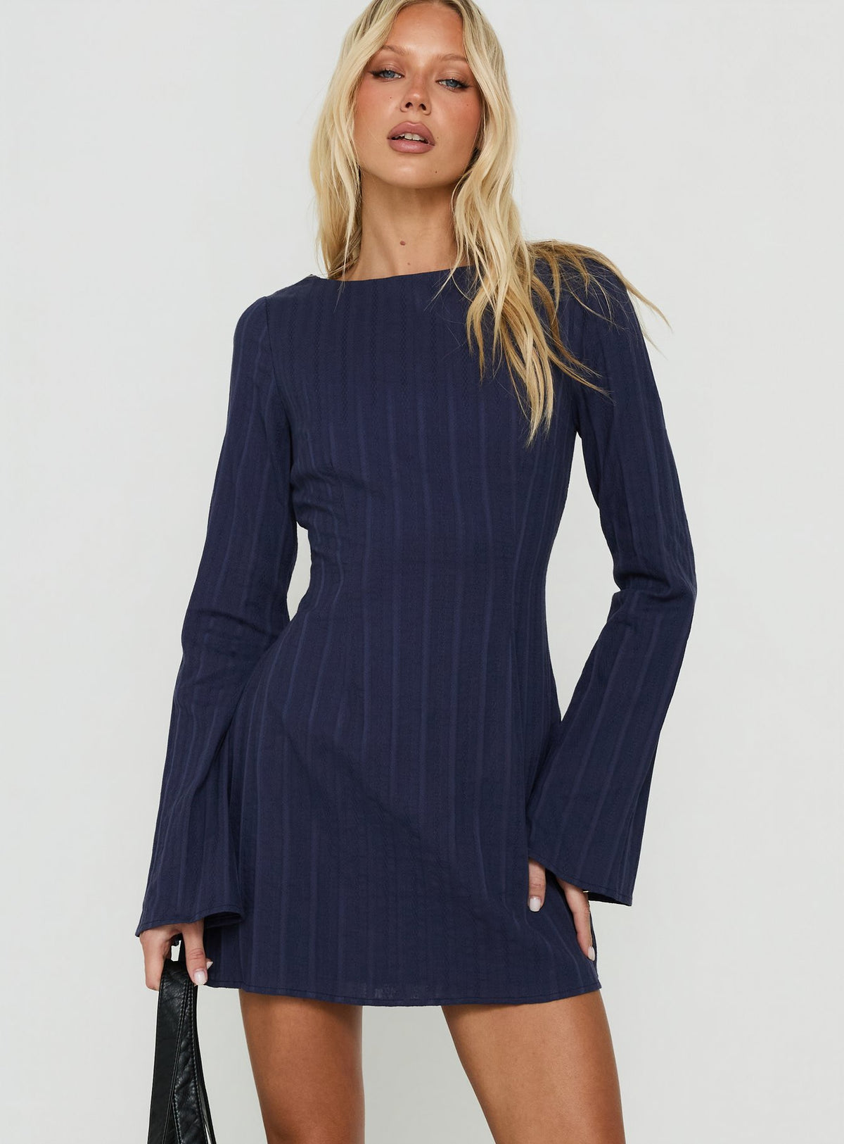 Alfalfa Long Sleeve Mini Dress Navy