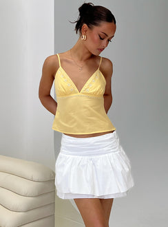   front view of model wearing Princess Polly Written In The Stars Mini Skirt White Mini Skirts Skirts 