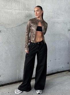 Naylor Mid Rise Wide Leg Jeans Washed Black Tall