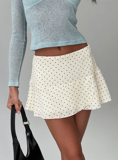 back view of model wearing Princess Polly Sonsie Mini Skirt Cream Mini Skirts Skirts 
