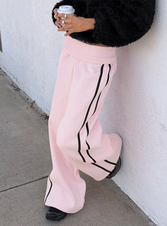 Lockie Foldover Baggy Track Pants Pink / Black