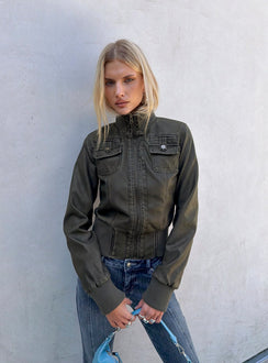 Marykate Funnel Neck Fitted Jacket Washed Black