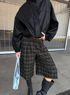 Brenn Baggy Longline Shorts Plaid Multi
