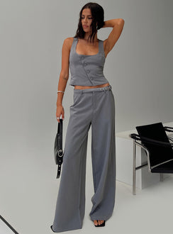 front view of model wearing Princess Polly Miku Pants Charcoal High Rise Pants Pants 