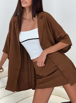 product Princess Polly Full Sleeves Square Neck  Caraliia Shirt Brown