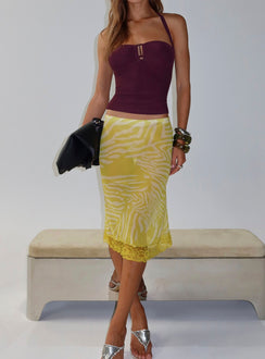 Babydoll Sheer Midi Skirt Chartreuse
