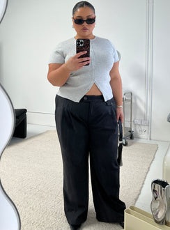 front view of model wearing Princess Polly Sallon Low Rise Pants Black Low Rise Pants Pants 