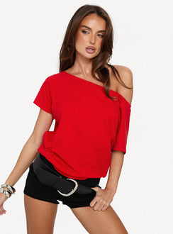 Icon Baby Off Shoulder Top Red