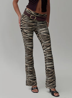 side view of model wearing Princess Polly Docella Pants Tiger Pants 