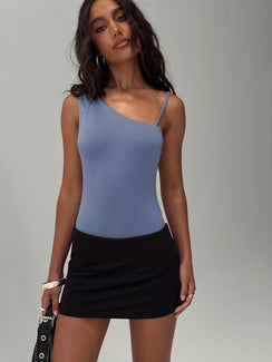 front view of model wearing Princess Polly Catch Up Bodysuit Blue Sleeveless Bodysuit 