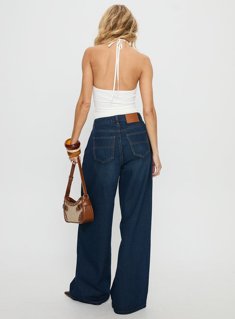 Naylor Mid Rise Wide Leg Jeans Mid Blue Denim Tall