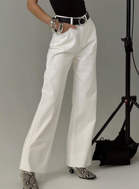 Henesey High Rise Straight Leg Jeans White Wash High Rise Jeans Jeans 