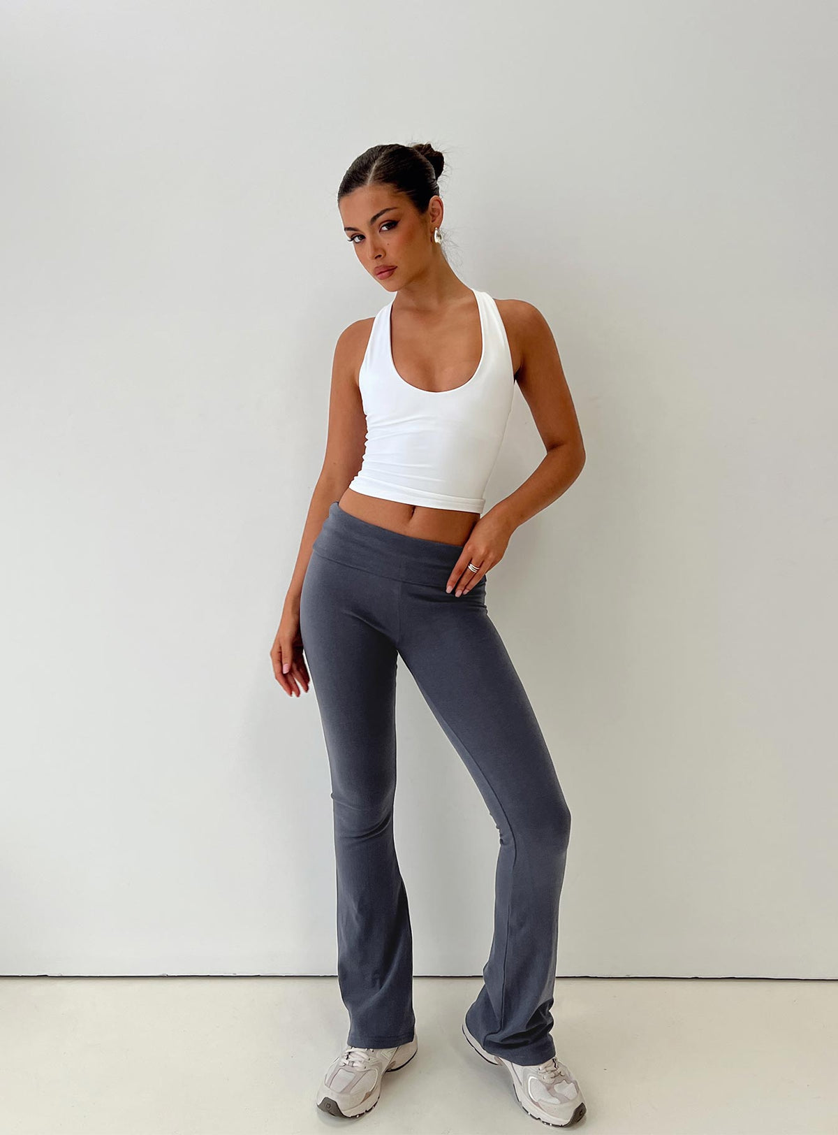 front view of model wearing Princess Polly Movement Yoga Pant Blue High Rise Pants Pants 
