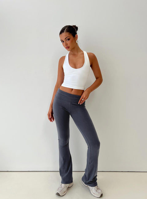 front view of model wearing Princess Polly Movement Yoga Pant Blue High Rise Pants Pants 