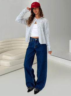 front view of model wearing Princess Polly Shima Low Rise Slouch Jeans Mid Wash Mid Rise 