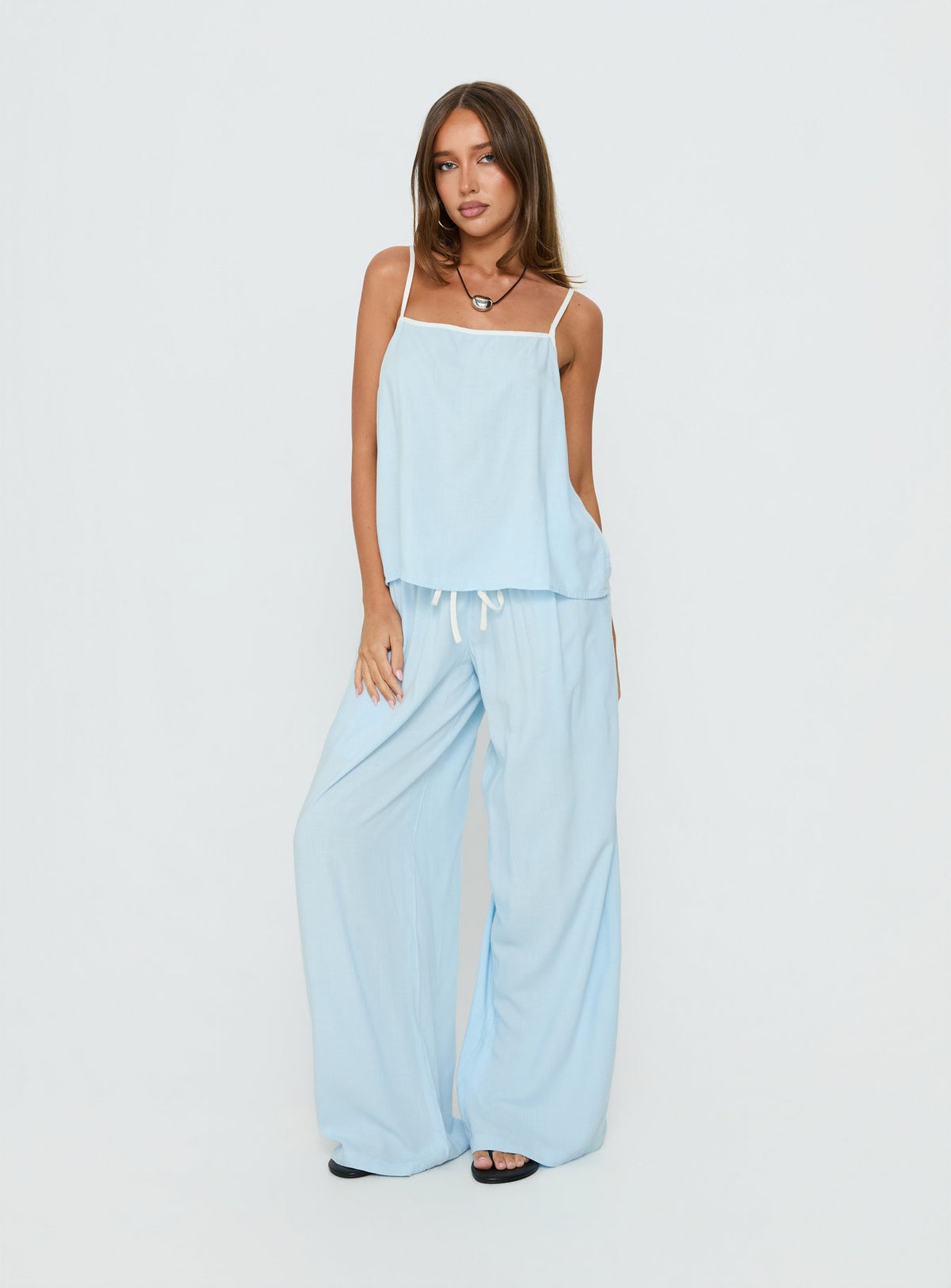 Nolei Contrast Pants Set Blue / White