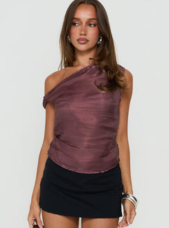 Charleah Draped Off Shoulder Top Plum