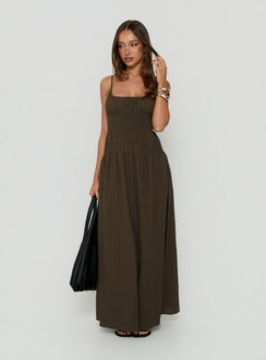 Magnolie Shirred Maxi Dress Green