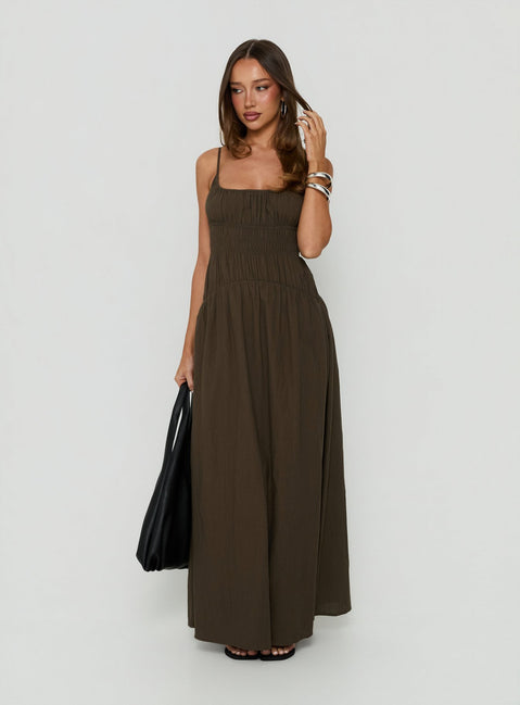Magnolie Shirred Maxi Dress Green
