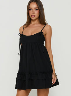 Enhancement Babydoll Mini Dress Black
