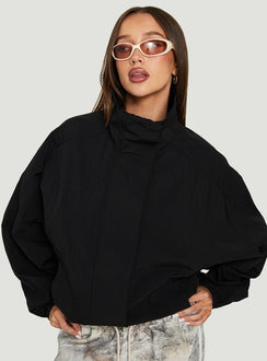 Kallow Funnel Neck Windbreaker Jacket Black