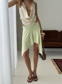 back view of model wearing Princess Polly Daelen Waterfall Midi Skirt Mint Midi Skirts Skirts 