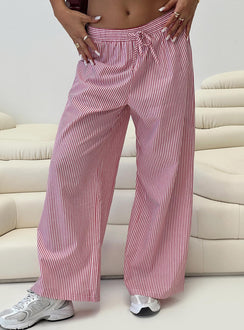 Holiday Tie Front Pants Red/White Stripe Low Rise Pants Pants 