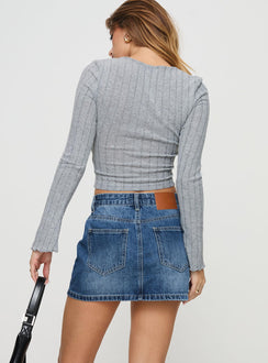 Arrte Mid Rise Denim Mini Skirt Mid Wash Mini Skirts Skirts 