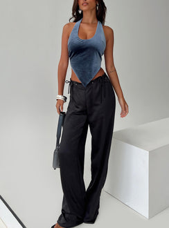 front view of model wearing Princess Polly Thrill Of It All Pant Black High Rise Pants Pants 